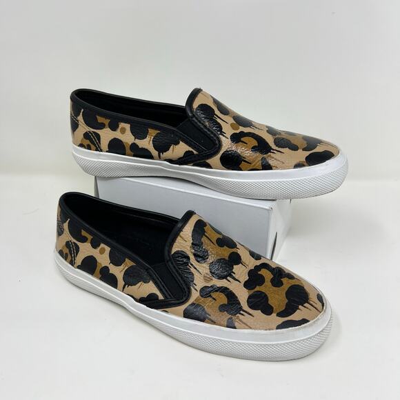 Coach Chrissy Women's Slip-On Leather Sneakers Size 5B Multicolor Animal Print - Picture 1 of 8